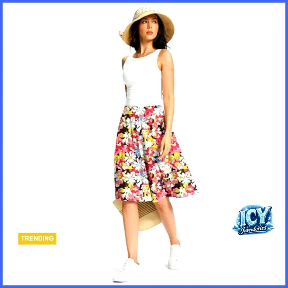 Knee Length Stretchy Skort with Pockets for Golf Travel Casual Wear